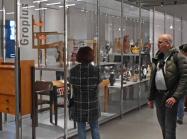 The Museum's first visitors explore the exhibits