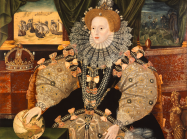 Unknown English artist, Armada Portrait, 1588. Oil on oak panel, 52.3 x 105cm (205/8 x 413/8in). Woburn, Bedfordshire, England, Woburn, Abbey