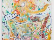Yirui Jia, Cocoon, 2023. Acrylic and coffee on canvas, 53 by 46 in. 134.6 by 116.8 cm.