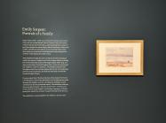 Exhibition welcome and overview of Emily Sargent: Portrait of a Family featuring Sea with Boat & Figure, Pride’s Crossing (1923) by Emily Sargent. Photo: Danielle Vander Horst