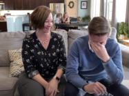 Beeple on couch with woman, he is in disbelief
