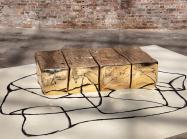 BLOCK COFFEE TABLE, Design by Jean Yves Lanvin, Mirror polished cast brass, Size : 64 x 35 x 18 in, Limited Edition of 24 pieces + 4 AP.