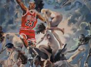 Eric Yahnker, Faustbreak (After Falero), 2019, Pastel on sandpaper, 71 x 56 inches, 180 x 142 cm