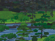 Jonas Wood, Japanese Garden 3, oil and acrylic on canvas, 2019, Estimate: $500,000 – 700,000.