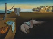 Salvador Dalí's The Persistence of Memory featuring melting clocks in a desert scene. 