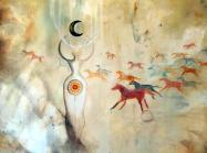 She Brings Rain And Wild Horses, 36x36 acrylic on canvas, smaller file