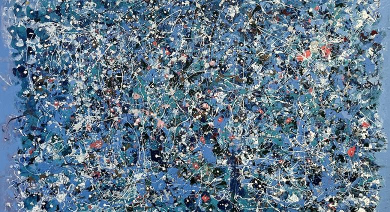 Acapulco Lilies, 2025, acrylic & mixed media on canvas, 63 x 93in.