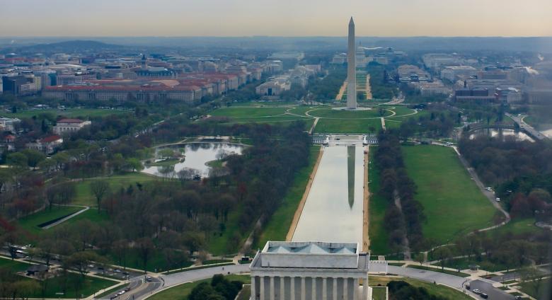 National Mall aerial view, Wikimedia Commons