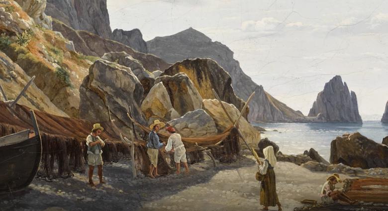 Fishing Scene next to cliff detail