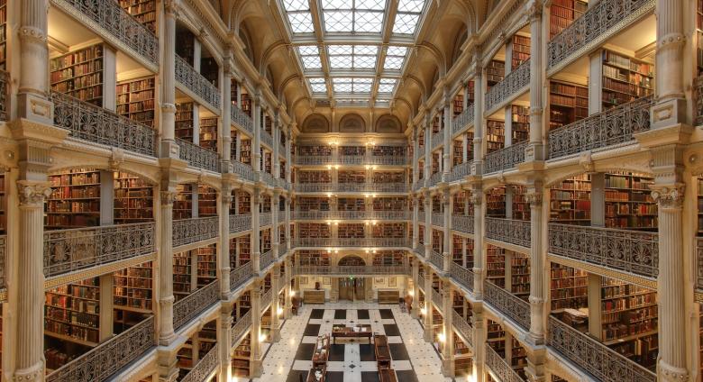 Interior of the George Peabody Library in Baltimore