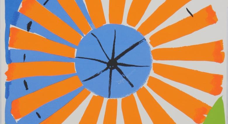 Vera Neumann, Vera Paints Ibiza in the Sun, c. 1970. Screen print on paper, 30 x 23 inches. Courtesy Susan Seid.