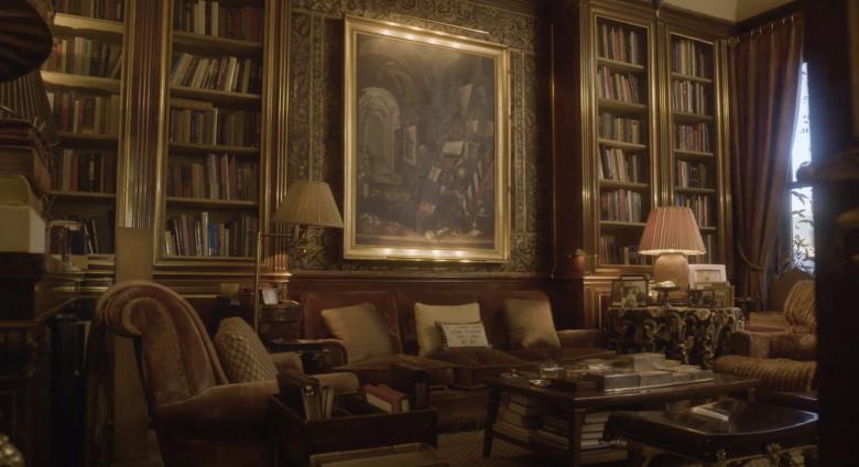 Interior of home, library and painting