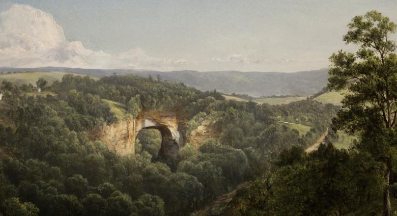 detail landscape natural bridge painting