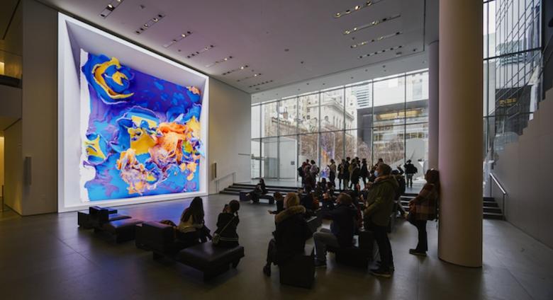 Unsupervised — Machine Hallucinations — MoMA, 2022. Installation view, Refik Anadol: Unsupervised, The Museum of Modern Art, New York, November 19, 2022 – October 29, 2023. Photo: Refik Anadol Studio