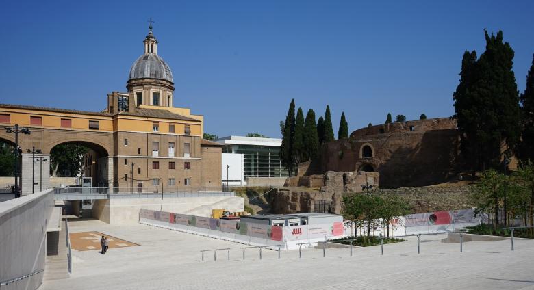 Piazza from the east, with the Mausoleum on the right