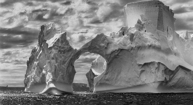 Sebastaio Salgado black and white photograph of an iceberg