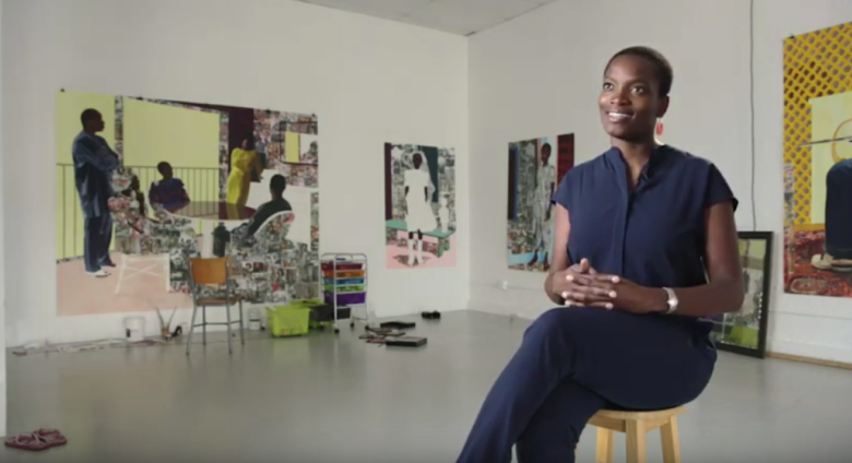 Njideka Akunyili Crosby in the studio