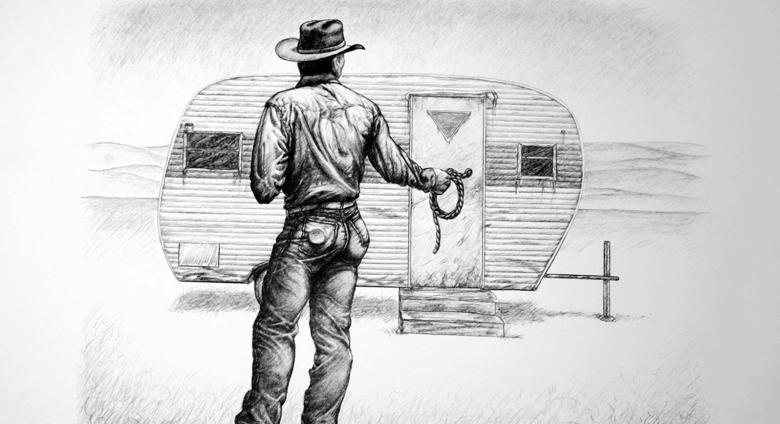 Delmas Howe, Skoal, lithograph, image 17” x 21”, circa 1995.