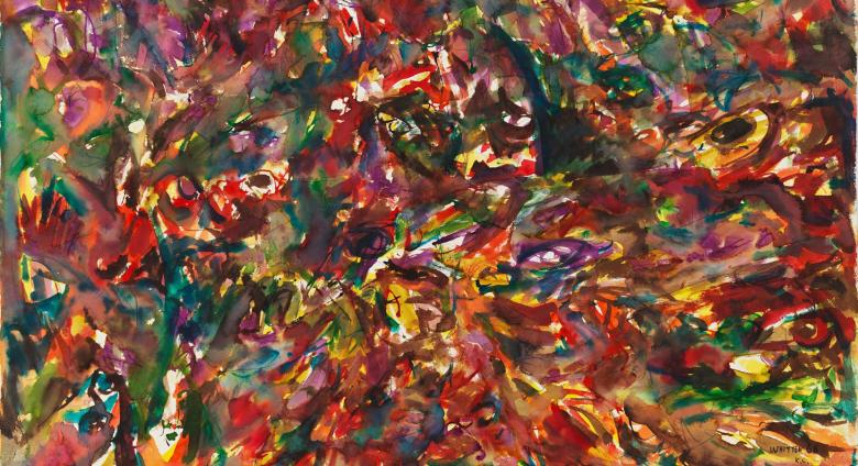 Jack Whitten abstract Watercolor on paper