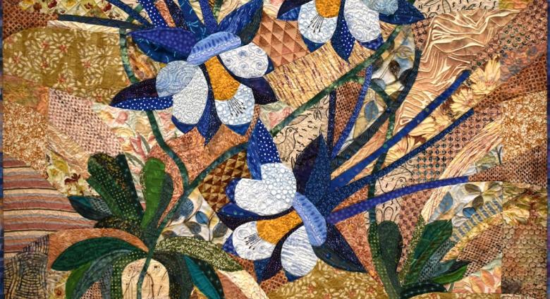 Yadi Flannery, Mountain Columbine, quilt art, 52”x 50”, circa 2005.