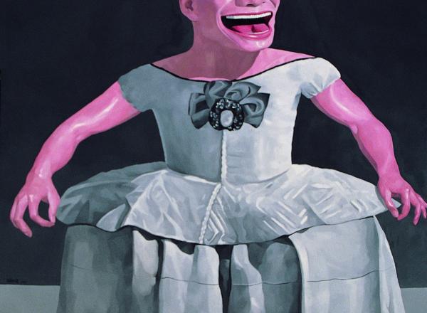 Yue Minjun, Infanta, 1997. Oil on canvas. 78 3/4 × 74 13/16 in. (200 × 190 cm). Detail.