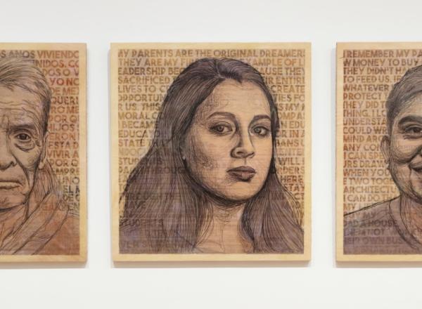 Family Portrait (2019) byYehimi Cambrón, installed at Of Origins and Belonging, Drawn from Atlanta, High Museum of Art