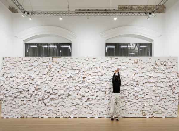 Installation view of My Mommy is Beautiful in Yoko Ono: Music of the Mind , Gropius Bau, Berlin, Germany, 2025. © Gropius Bau, photo: Luca Girardini. Artwork © Yoko Ono