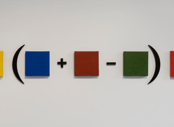 Horacio Zabala artwork showing a math equation with colorful squares instead of numbers