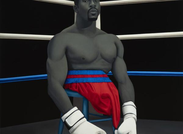 Amy Sherald, American Grit, 2024. Oil on linen, 95 × 76 1/2 × 2 1/2 in. (241.3 × 194.3 × 6.35 cm). 