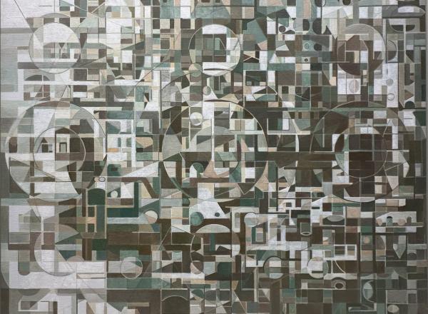 Maurice Golubov  (1905-1987)  Flight #3  oil on canvas, 1978  34 x 44 inches