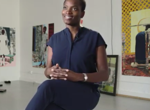 Njideka Akunyili Crosby in the studio
