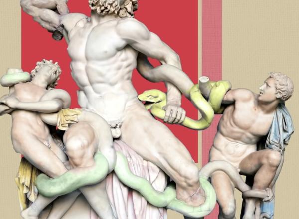 Laocoon and His Sons Statue Painted