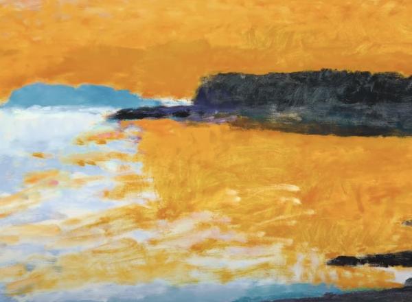 detail of painting abstract landscape