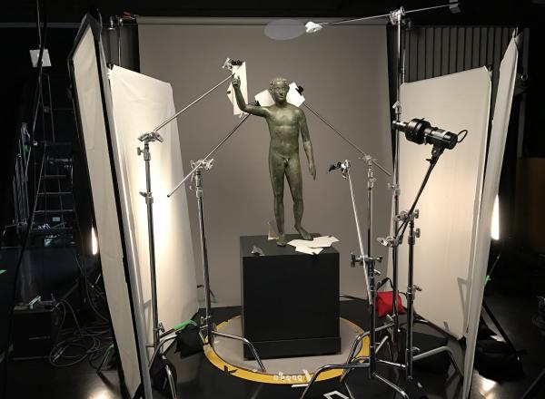 Sculpture set up for photography at the J. Paul Getty Trust.