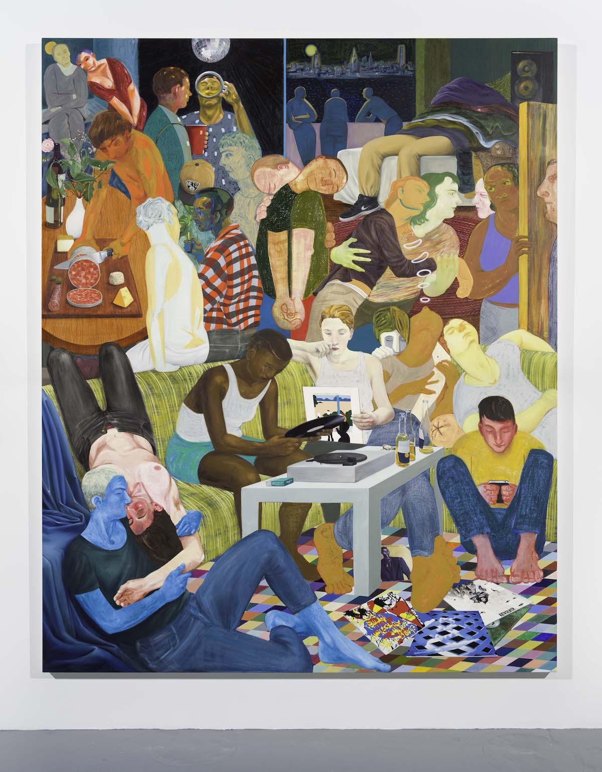 Nicole Eisenman (b. 1965, Verdun, France; lives in Brooklyn, NY), Another Green World, 2015. Oil on canvas; 128 × 106 in. (325.12 × 269.24 cm). The Museum of Contemporary Art, Los Angeles, Purchase with funds provided by the Acquisition and Collection Committee.