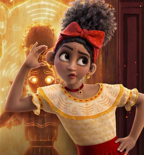Detail of an Encanto promotional poster featuring Delores