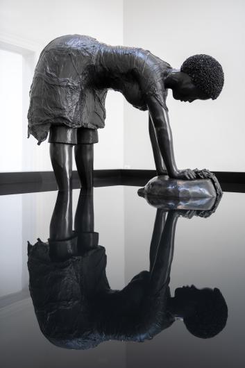 Simone Leigh, Last Garment (2022). Installation view at “Simone Leigh,” the Institute of Contemporary Art/Boston, 2023. Courtesy of the artist and Matthew Marks Gallery. Photo by Timothy Schenck. © Simone Leigh.